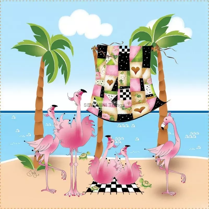 FLAMINGO QUILT ART PANEL FROM JODY HOUGHTON DESIGNS