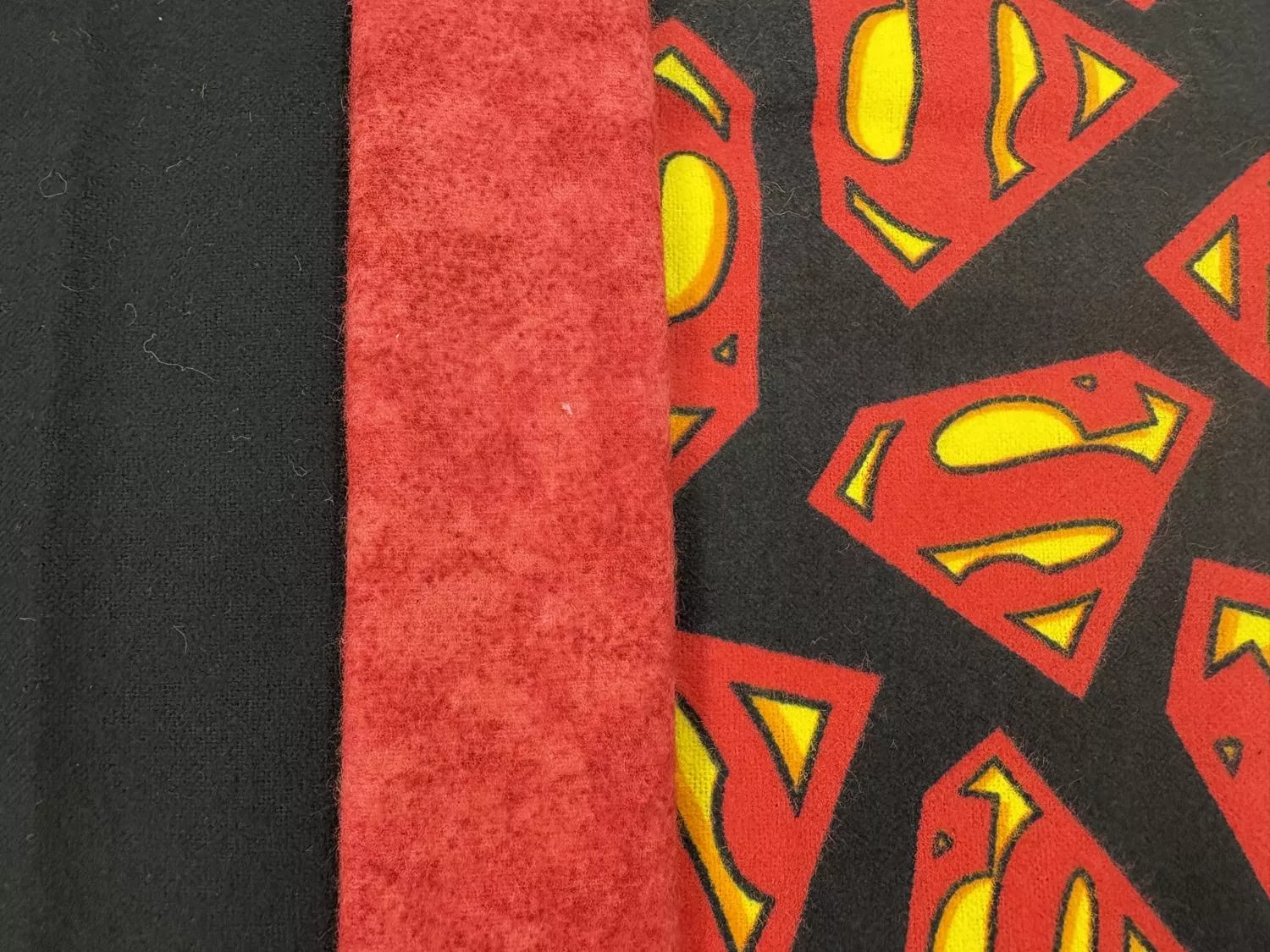 FLANNEL Superman Pillowcase KIT - Fabric for body, band & cuff with pattern