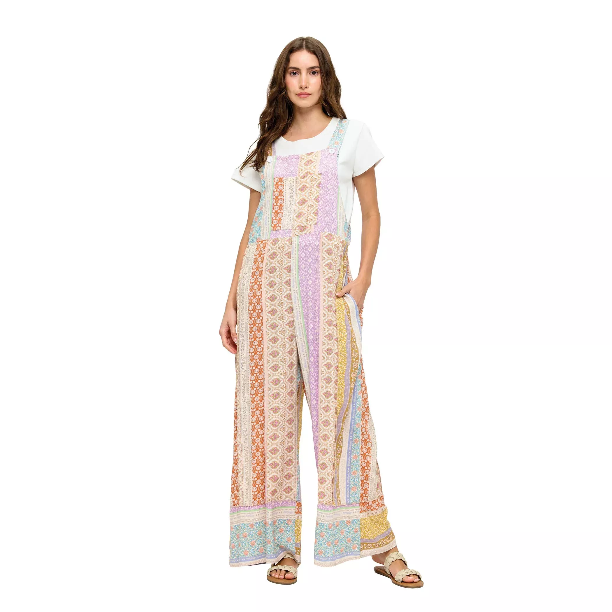 Floral Boho Ruffled Multicolor Overall
