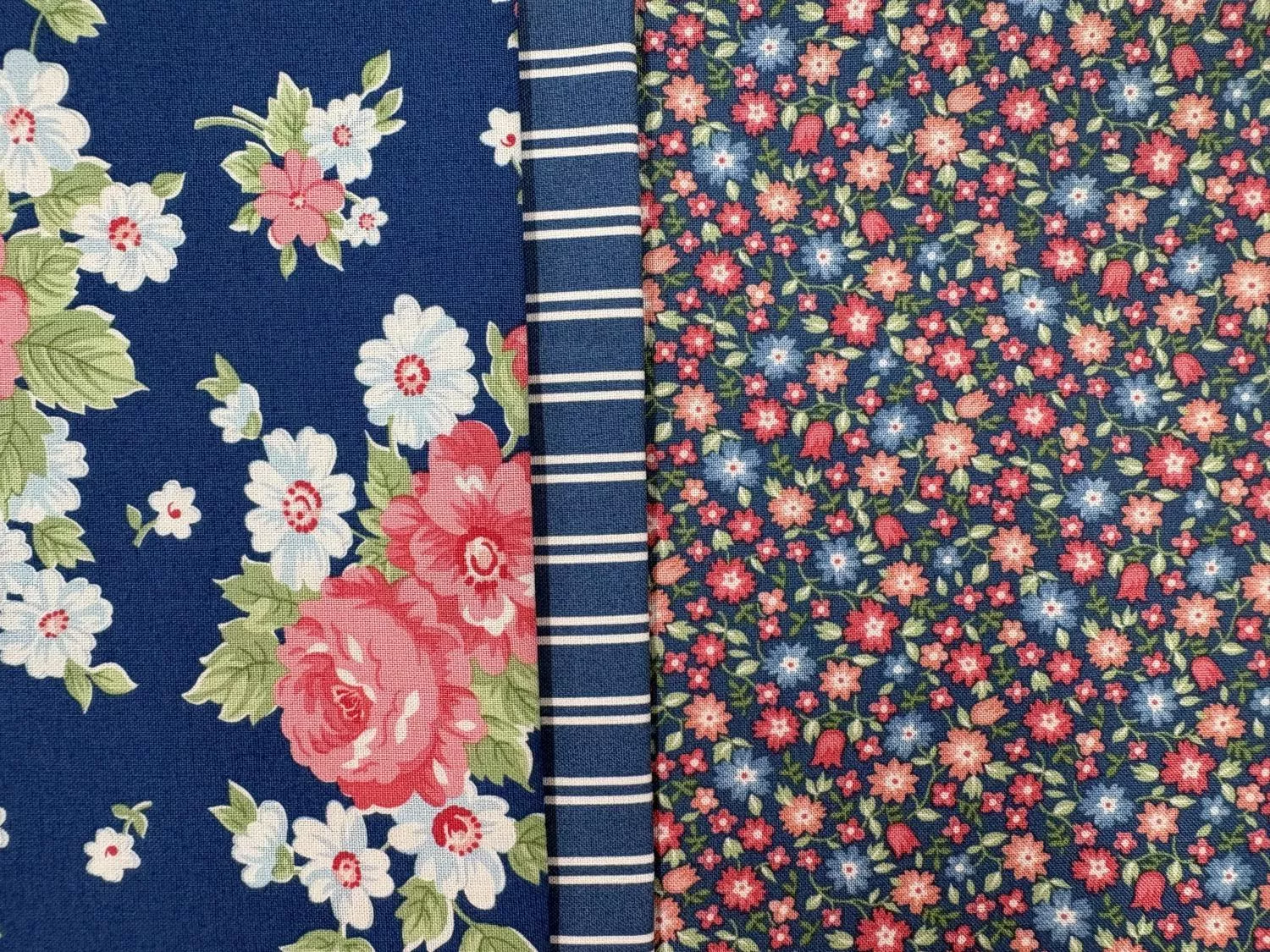 Floral Stripe Pillowcase KIT - Fabric for body, band & cuff with pattern