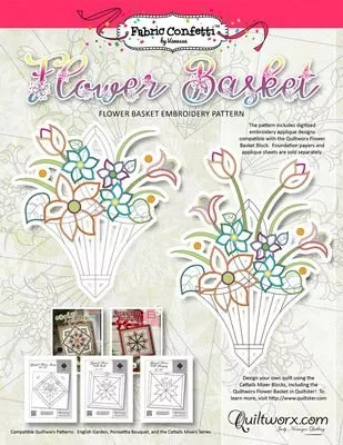 Flower Basket Machine Embroidery Applique CD