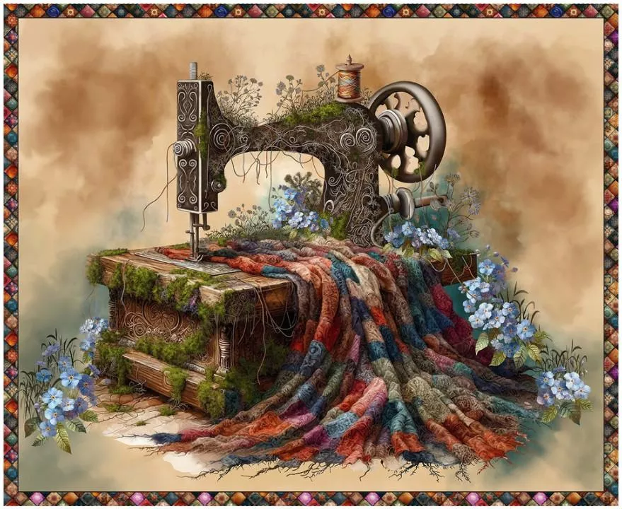 Forget Me Not - 36"x43" PANEL - Blank Quilting - Tan 4287P-30