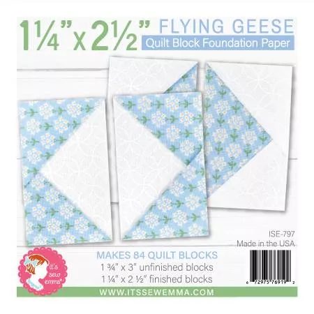 Foundation Paper : 1-1/4" x 2-1/2" Flying Geese Quilt Block - #ISE-797 - It's Sew Emma
