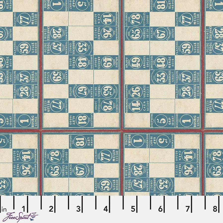 Free Spirit Eclectic Elements Palette - Blue Numbers Blue 1 Yard Cut