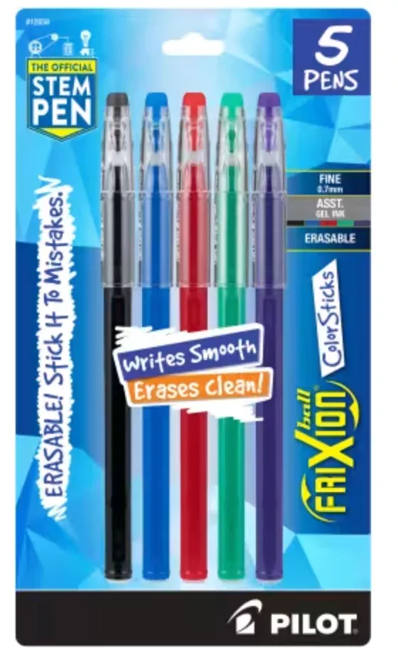 Frixion Colorsticks Black Blue Red Green Purple 5pk