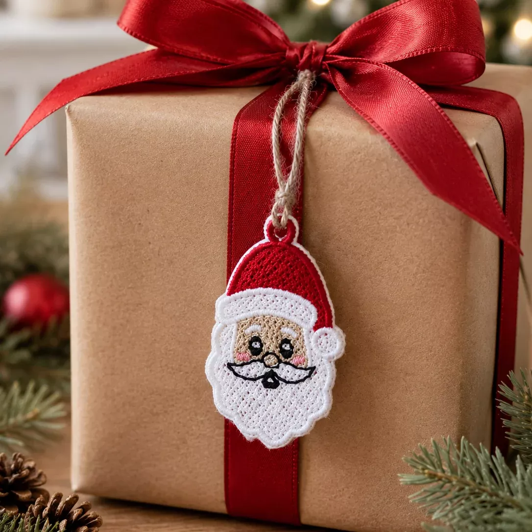 FSL Earrings: Santa and Snowman (Downloadable Machine Embroidery Pattern)