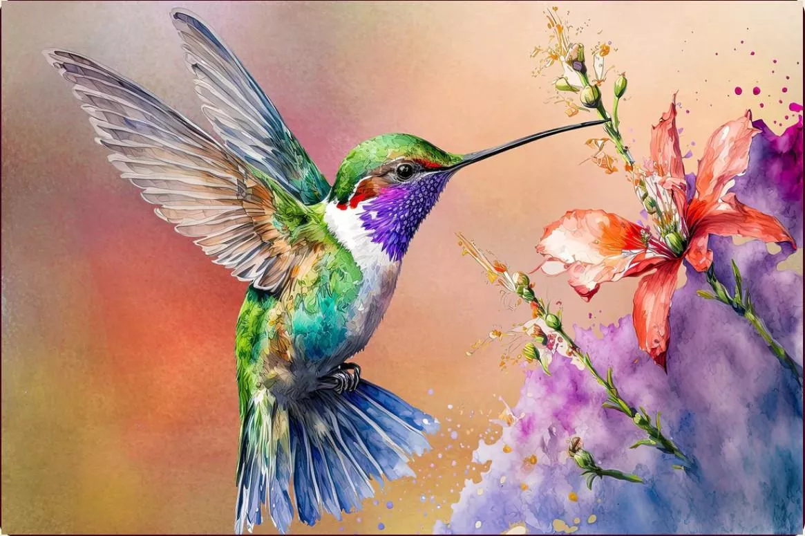 Fun Size - 24" x 16" PANEL - Focus on Fabric - Scattered Hummingbird BHB-001