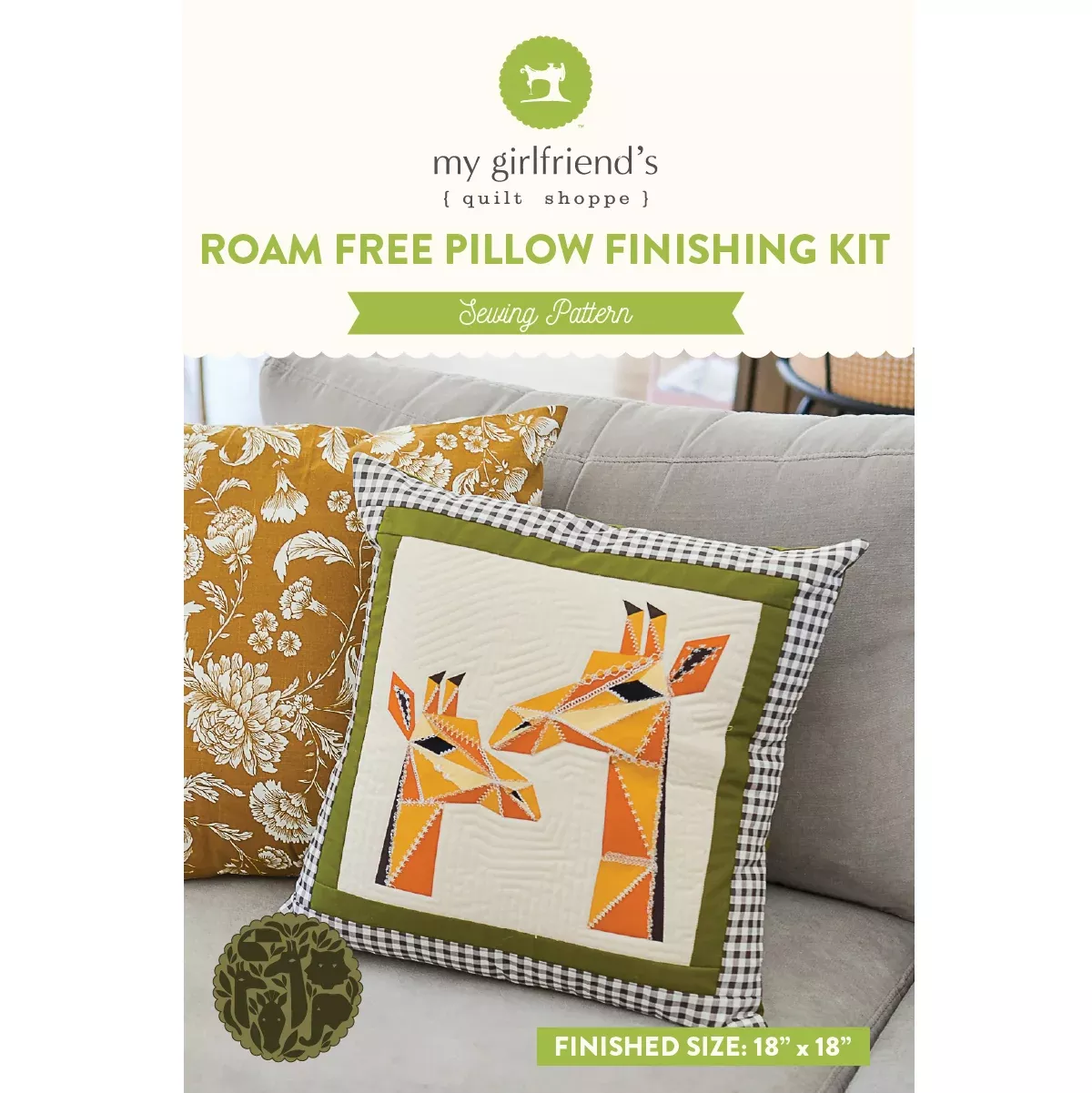 George & Gigi the Giraffes Pillow Finishing Kit- Gingham