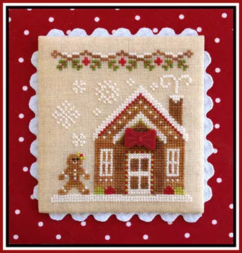 Gingerbread Village : Gingerbread House #3 with button - Country Cottage Needleworks