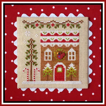 Gingerbread Village : Gingerbread House #4 with button - Country Cottage Needleworks