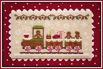 Gingerbread Village : Gingerbread Train with button - Country Cottage Needleworks