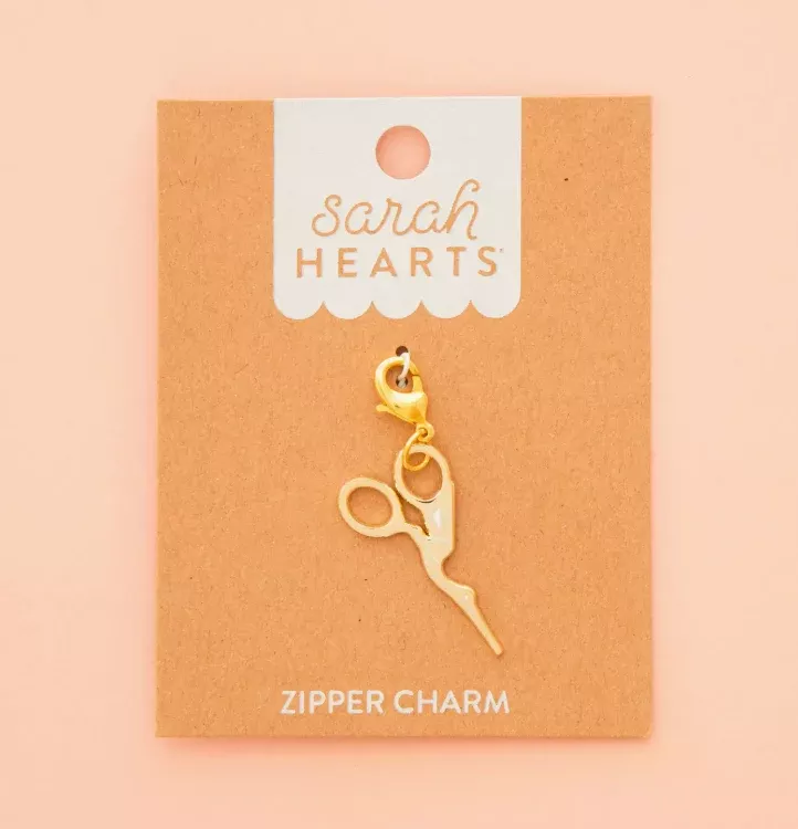 Gold Stork Embroidery Scissor Removable Zipper Charm