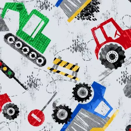 Gray Construction Equipment- Flannel - #1057AE-90
