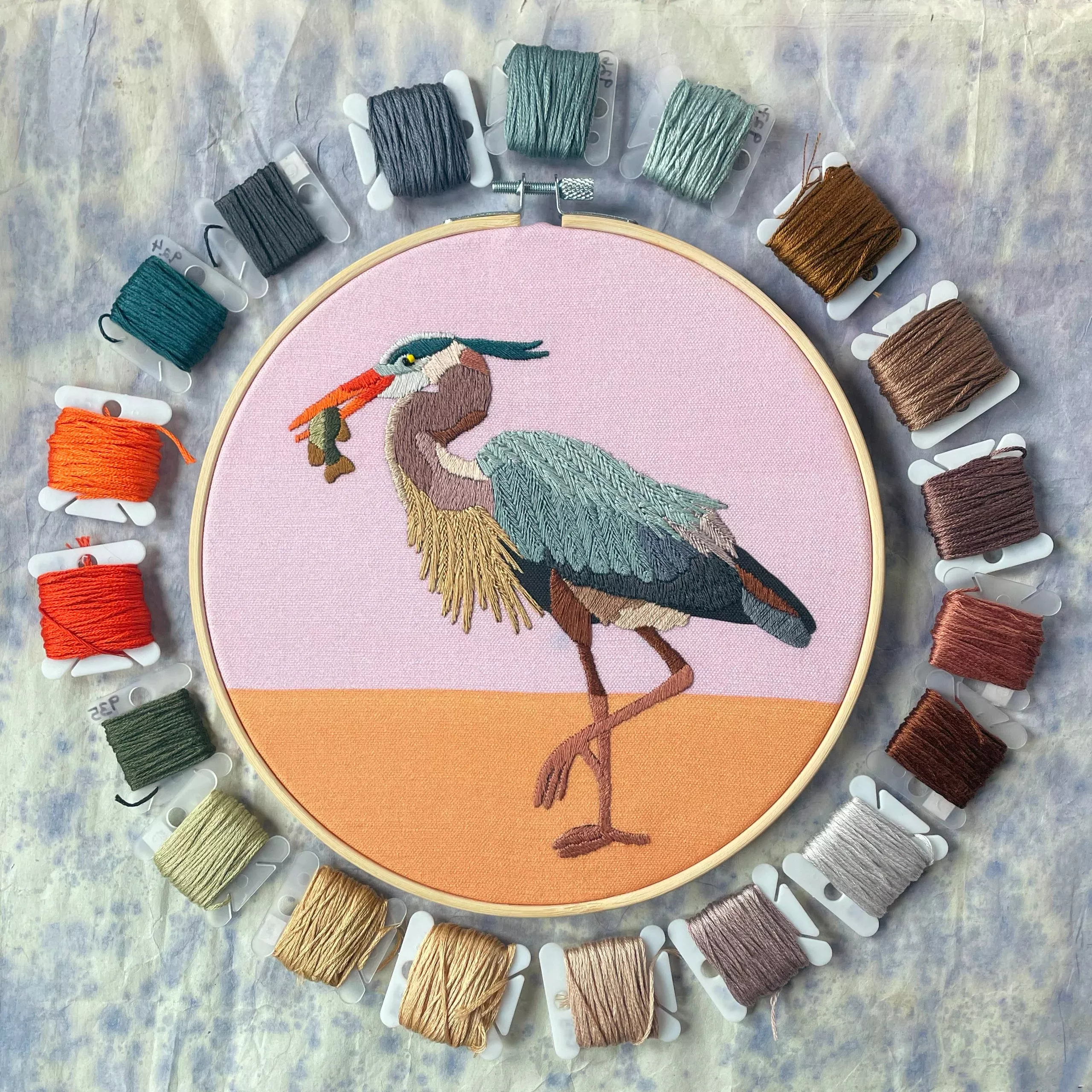 Great Blue Heron - DIY Beadwork and Embroidery Kit 8"
