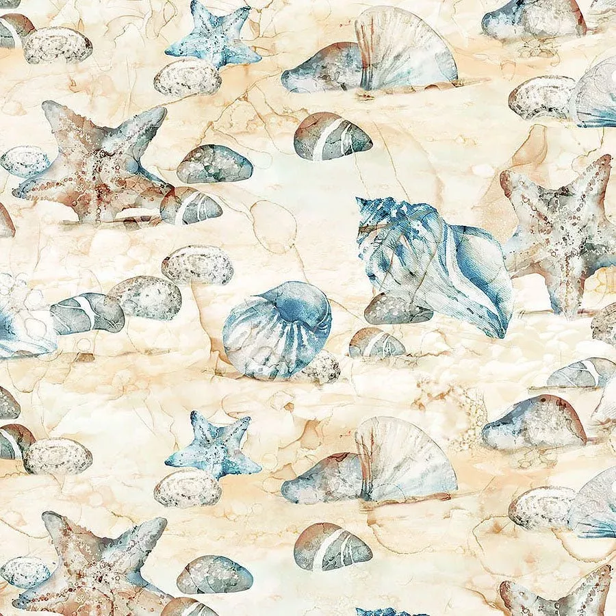 The Great Outdoors Coastal Scene Blue Multi – Remnant 52″ × 44″
