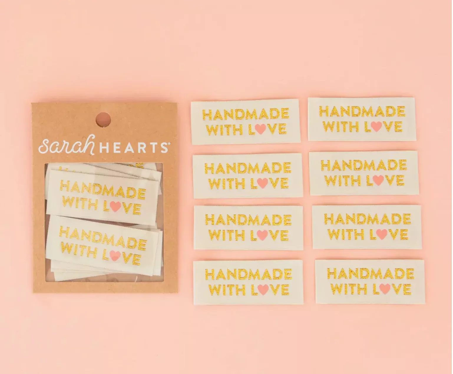 Handmade with Love Gold Sewing Woven Labels Tags