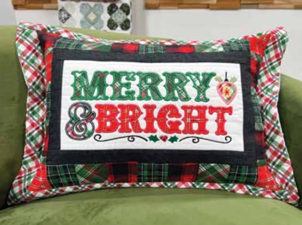 Happy Holidays Pillow (Downloadable Sewing and Machine Embroidery Pattern)