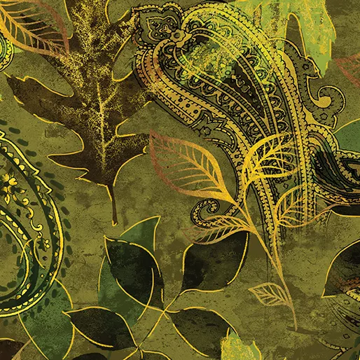 Harvest Paisley Leaf Green
