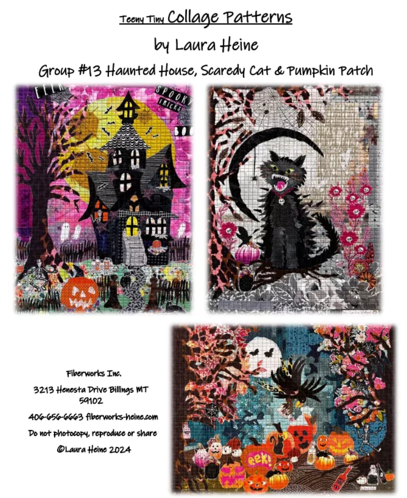 Haunted House, Scaredy Cat & Pumpkin Patch Collage Patterns - Set of 3 by Laura Heine