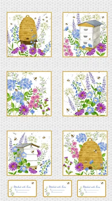 Henry Glass Buzzy Bee Block Panel