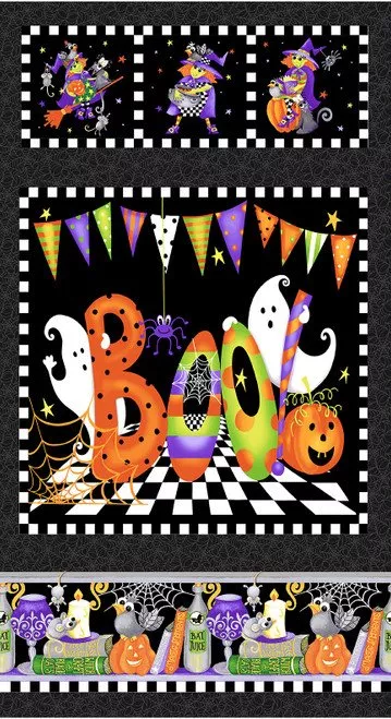 Henry Glass Glow In The Dark Boo With Glow Banner Panel 254PG-93 ^