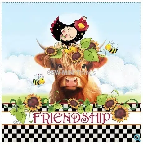 HIGHLAND COW FRIENDSHIP ART PANEL FROM JODY HOUGHTON DESIGNS