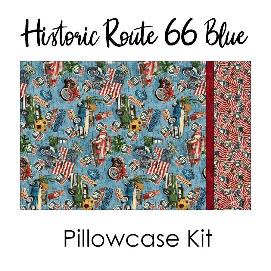 Historic Route 66 Blue Pillowcase Kit from Northcott