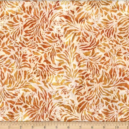 Hoffman Fabrics Bali Batik Apricot Floral Stems Fabric ONLINE PURCHASE ONLY