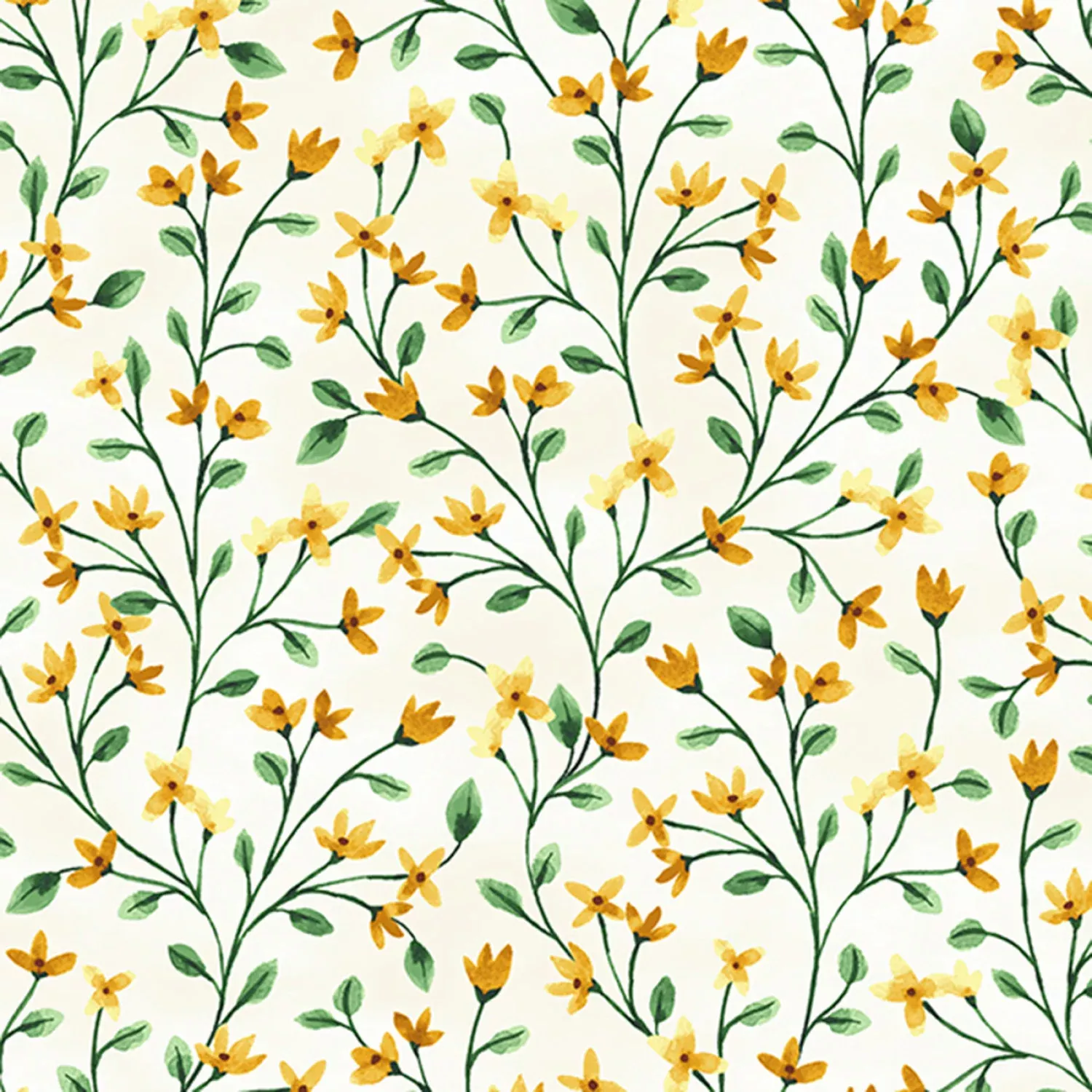 Hoffman Fabrics Bountiful And Blue Sprigs Blossom Fabric