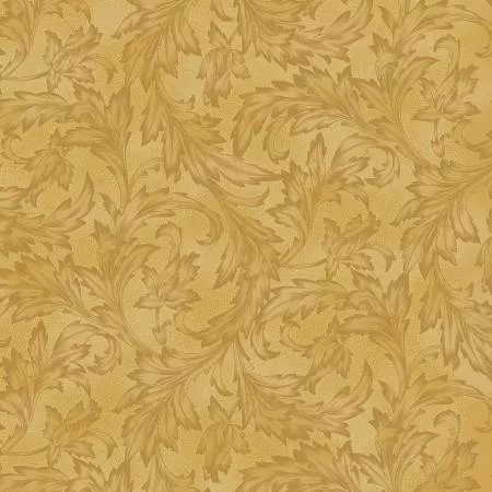 Hoffman Fabrics Holiday Wishes Damask Gold/Gold U7768-47G ^