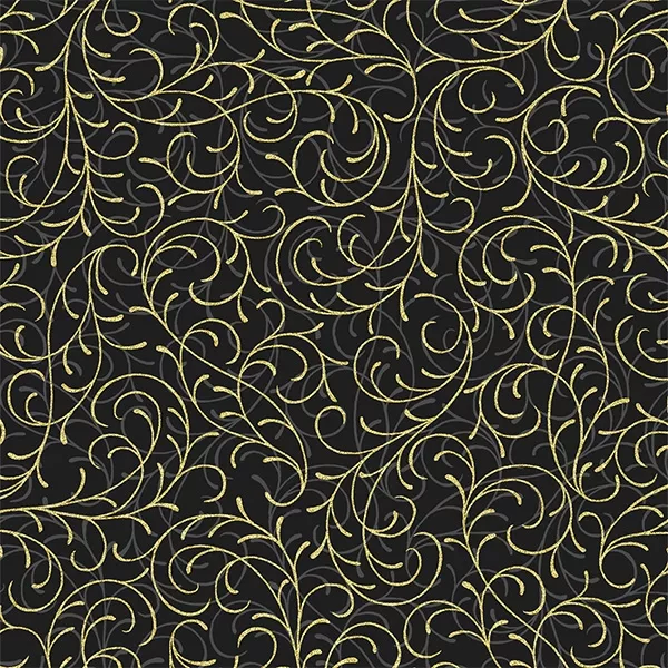 Hoffman Fabrics Joyful Traditions T7753-4G-Black-Gold ^
