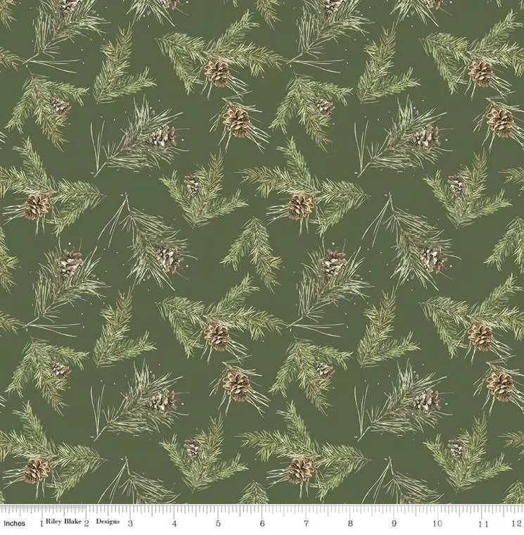 Holiday Spirit by Riley Blake - Pinecones Green CD17464