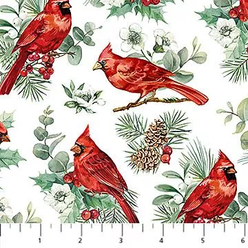 Home for Christmas - Northcott - Cardinals White - DP28925-10