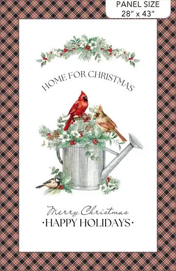 Home for Christmas - PANEL - Northcott 28"x43" - White DP28920-10