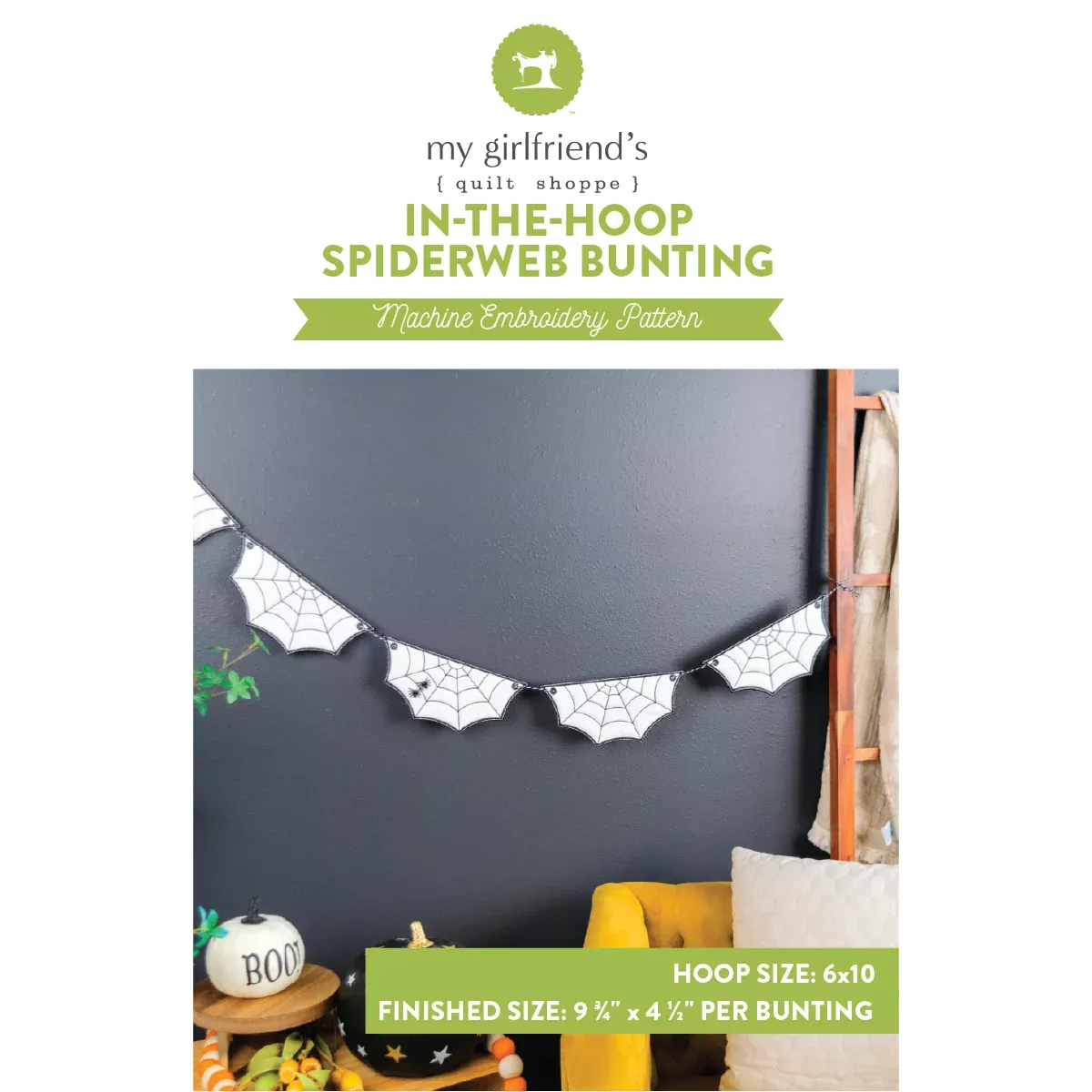 In-the-Hoop Spiderweb Bunting (Downloadable Machine Embroidery Design)