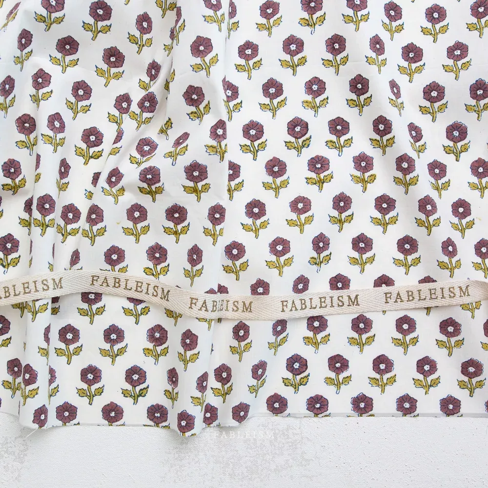 Indian Block Prints Cottage: Flowerling in Eggplant