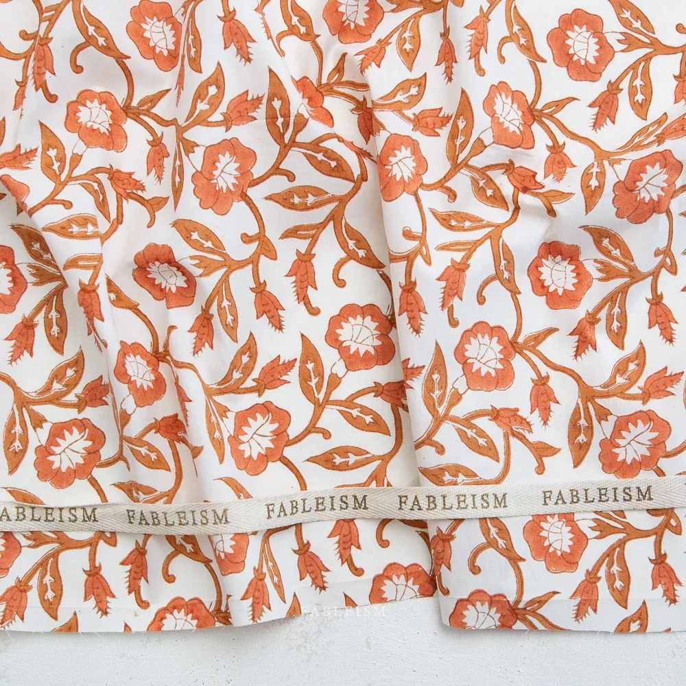 Indian Block Prints Cottage: Trumpet Vines in Sienna