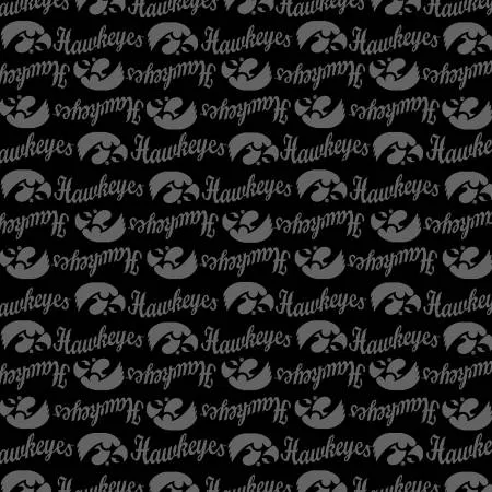 Iowa Black on Black : NCAA Mini Packed Cotton - #IA1393-BL - Sykel