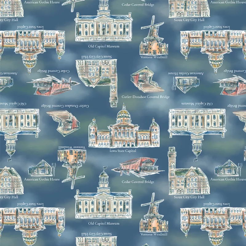 Iowa Shop Hop 2026 : Landmarks Blue - #55314D-4 - Windham Fabrics