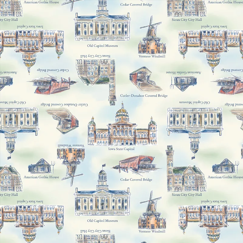 Iowa Shop Hop 2026 : Landmarks Ivory - #55314D-2 - Windham Fabrics
