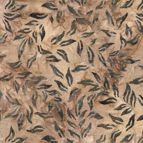 Island Batik Country Charm Brown Willow Leaves Batik Fabric ONLINE PURCHASE ONLY