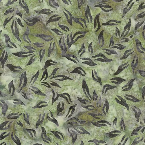Island Batik Country Charm Green Sage Willow Leaves Batik Fabric ONLINE PURCHASE ONLY