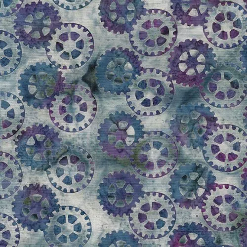 Island Batik Heavy Metal Grey Dove Gears Batik Fabric ONLINE PURCHASE ONLY