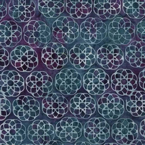 Island Batik Heavy Metal Multi Geometric Flower Batik Fabric ONLINE PURCHASE ONLY