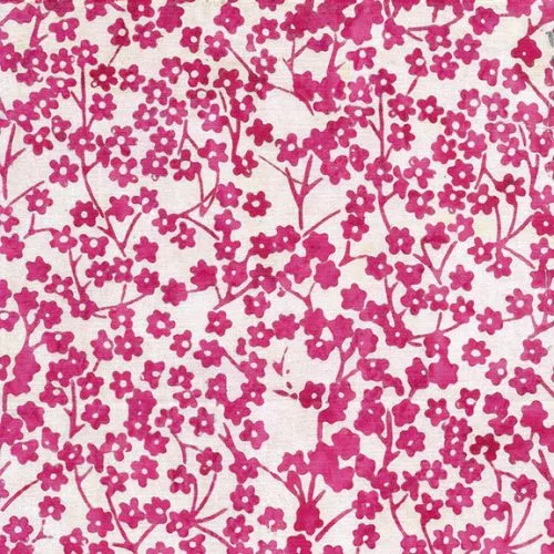 Island Batik Vintage Charm White Round Flower Stems Batik Fabric ONLINE PURCHASE ONLY