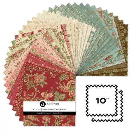 Jingle Bell : (42) 10" Squares - #10-JING-42 - Laundry Basket Quilts