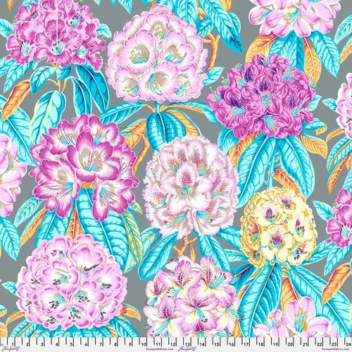 Kaffe Fassett Rhododendrons Grey Fabric