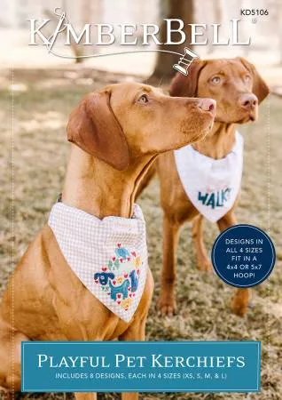 Kimberbell Playful Pet Kerchiefs KD5106 Machine Embroidery Design CD .