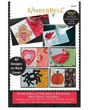 Kimberbell's Holiday & Seasonal Mug Rugs Vol 1 CD Machine Embroidery KD507 .