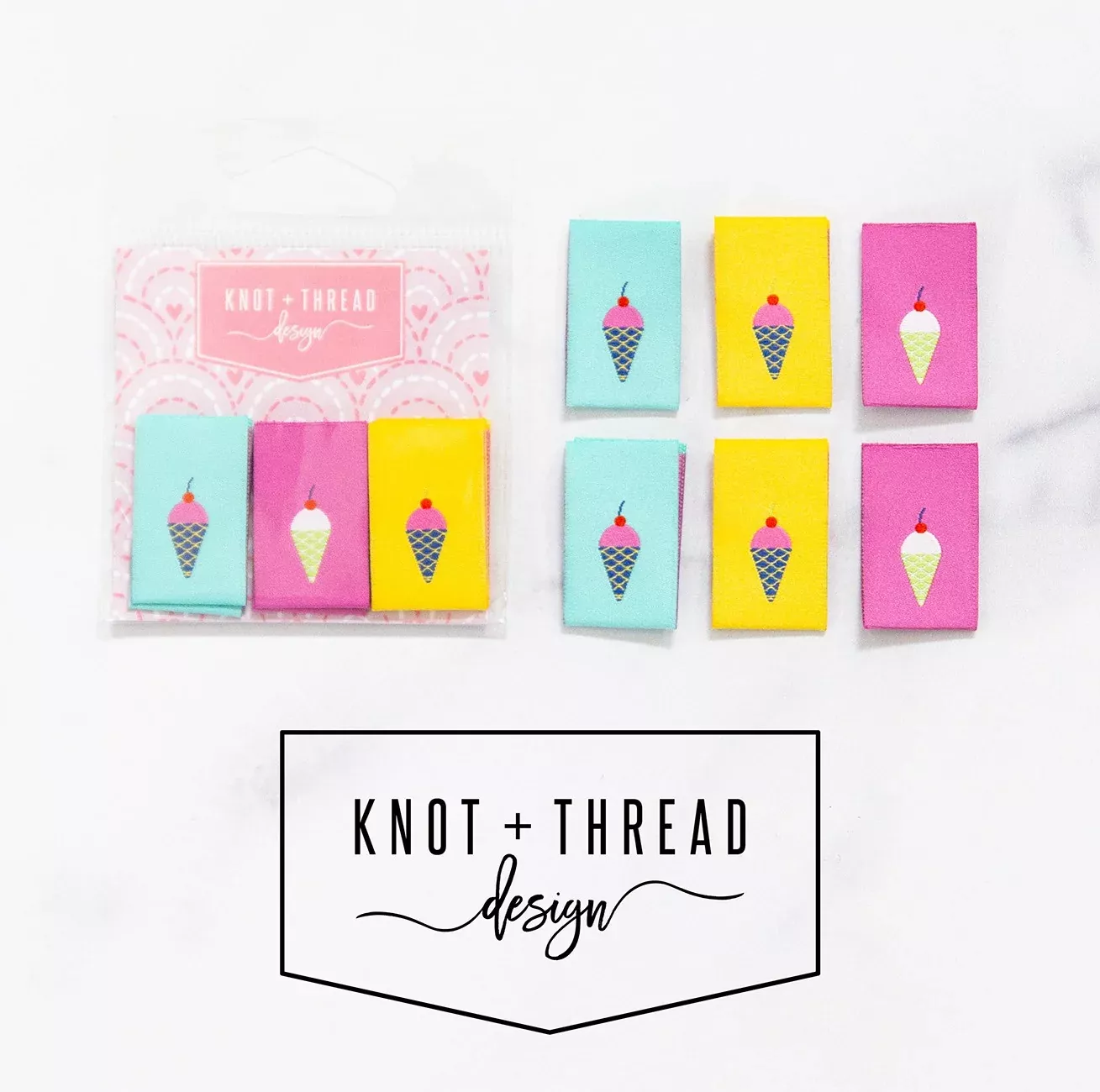 Knot & Thread Design | Ice Cream Cone Labels - 6 pack